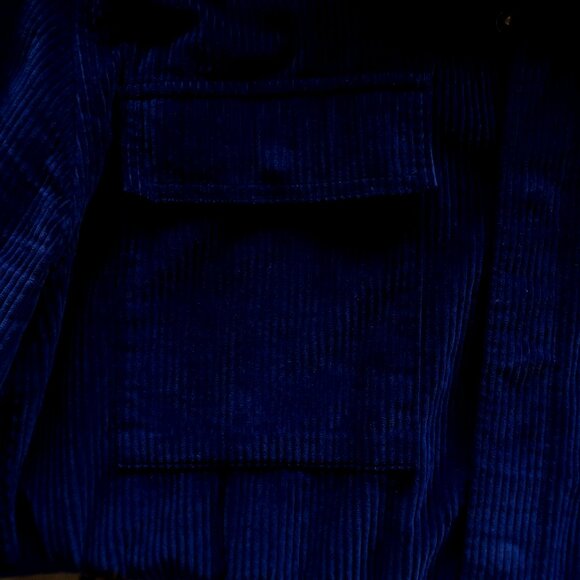 American Eagle Blue Corduroy Oversized Button Up Long Sleeve Trucker Shirt M - Picture 6 of 7